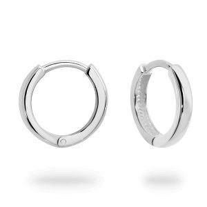 White Plain Gold Polished Huggie Earrings