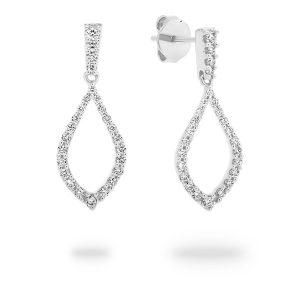 White Gold Diamond Open Tear Drop Earrings