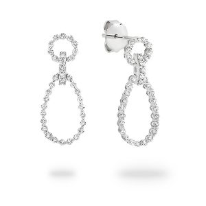 White Gold Diamond Open Tear Drop Earrings