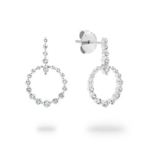 White Gold Diamond Open Circle Drop Earrings