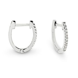 White Gold Small Oval Diamond Hoop Huggie