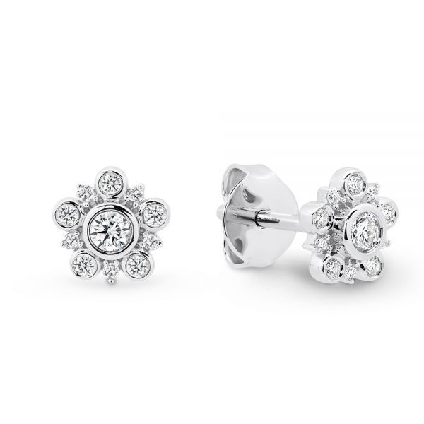 White Gold Diamond Art Deco Stud Earrings