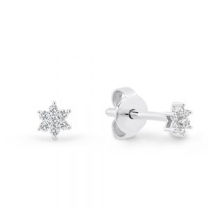 White Gold Diamond Cluster Stud Earrings