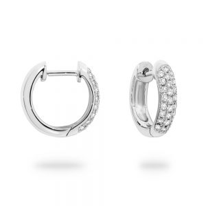 White Gold 3 Row Diamond Huggie Earrings