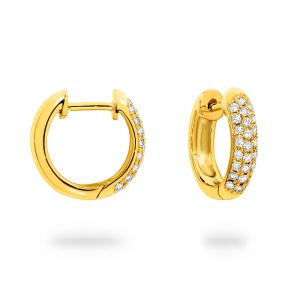 Yellow Gold 3 Row Diamond Huggie Earrings