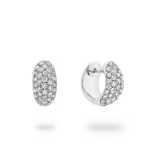 White Gold 5 Row Pave Set Diamond Huggie Earrings