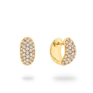 Yellow Gold 5 Row Pave Set Diamond Round Earrings