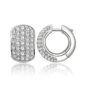 White Gold 5 Row Pave Set Diamond Huggies
