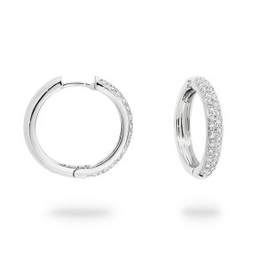 White Gold Round Diamond Huggie Earrings