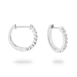 White Gold Hoop Bezel Diamond Earrings