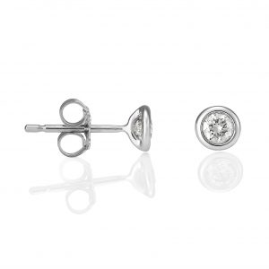 White Gold Bezel Set Diamond Earrings