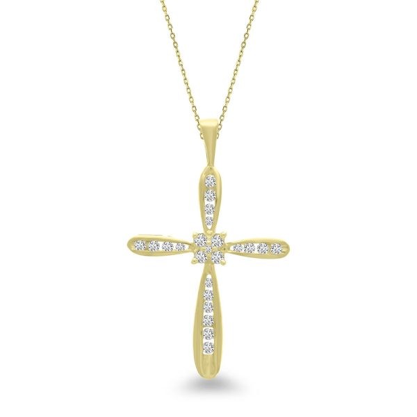 Yellow Gold Diamond Cross Pendant