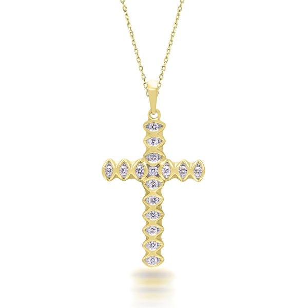 Yellow Gold Diamond Cross Pendant