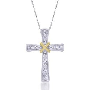 White Gold Graduated Diamond Cross