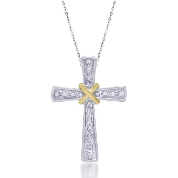 White Gold Graduated Diamond Cross