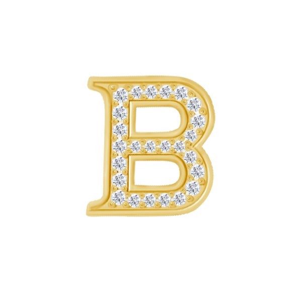 Yellow Gold Diamond Initial B Pendant