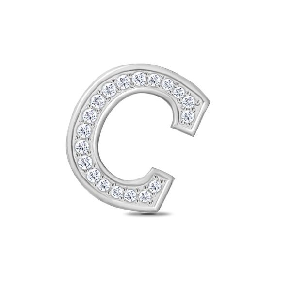 White Gold Diamond Initial C Pendant