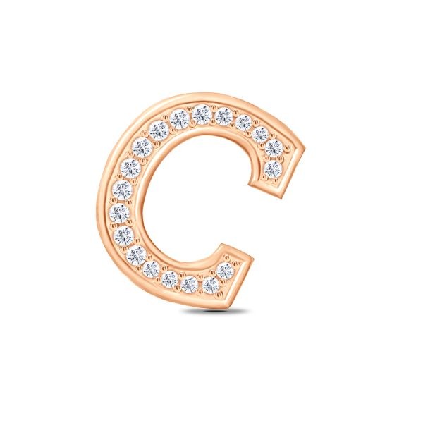 Rose Gold Diamond Initial C Pendant