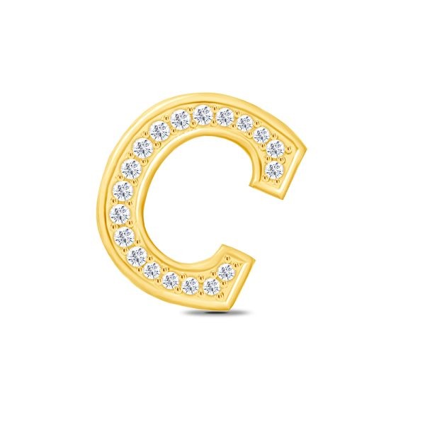 Yellow Gold Diamond Initial C Pendant