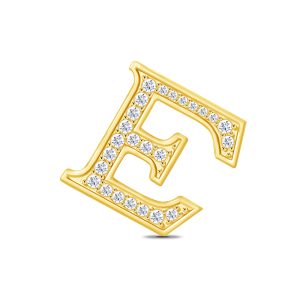 Yellow Gold Diamond Initial E Pendant