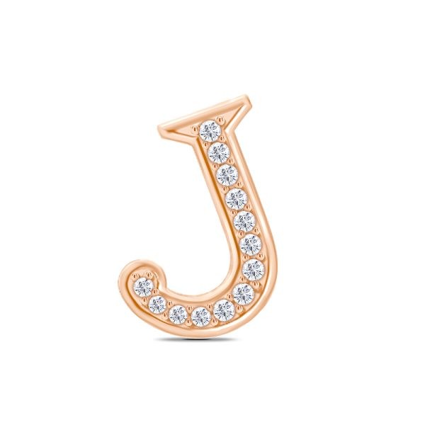 Rose Gold Diamond Initial J Pendant