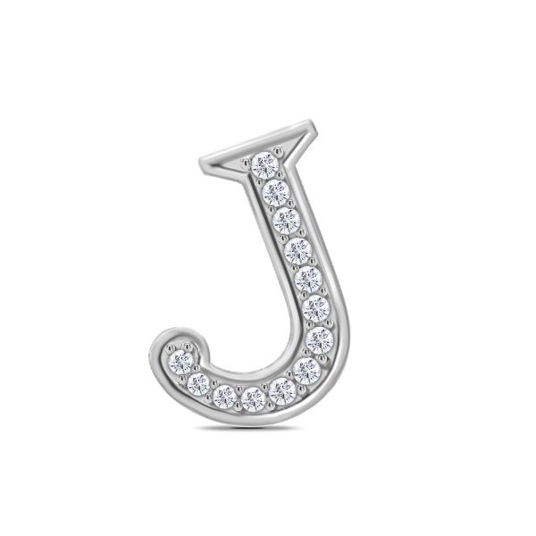 White Gold Diamond Initial J Pendant