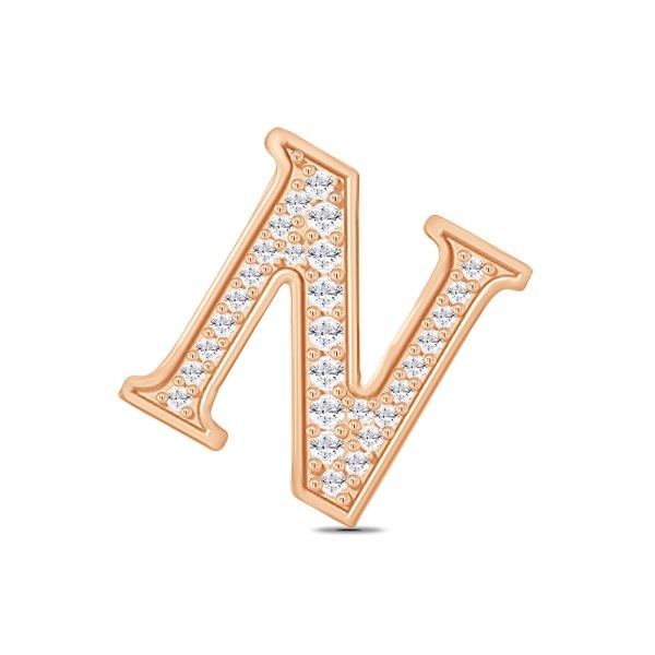 Rose Gold Diamond Initial N Pendant