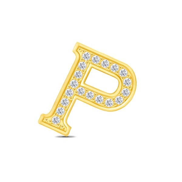 Yellow Gold Diamond Initial P Pendant