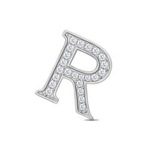 White Gold Diamond Initial R Pendant