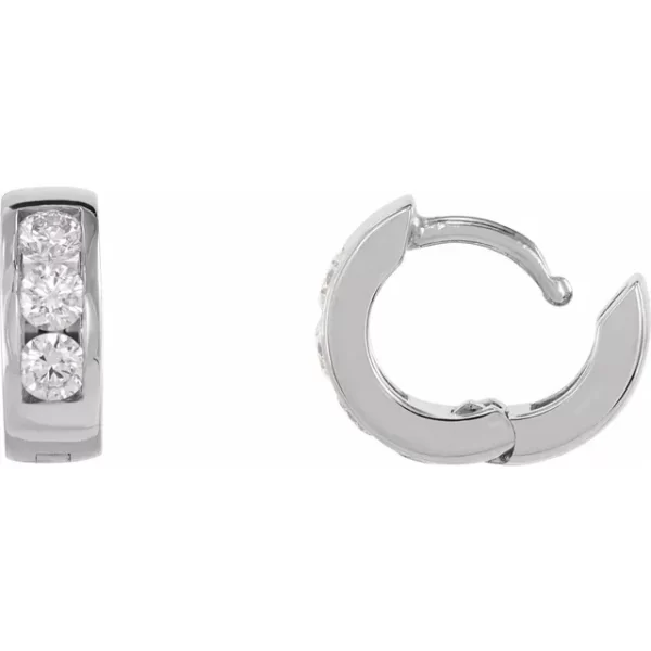 Sterling Silver Diamond Hinged Hoop Earrings - Image 2