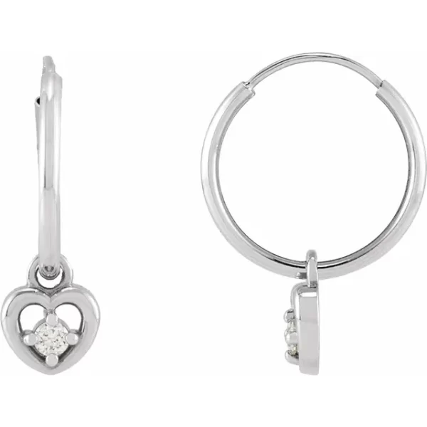 White Gold Diamond Heart Hoop Earrings