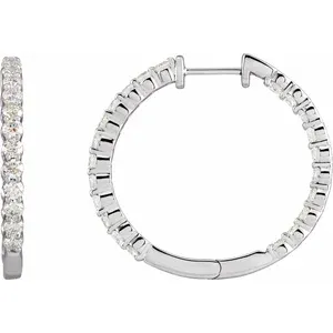 White Gold Diamond 30 mm Hoop Earrings