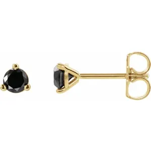 Yellow Gold Black Diamond Earrings