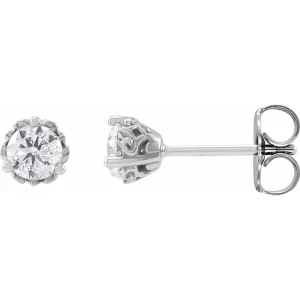 White Gold Diamond Vintage-Inspired Earrings