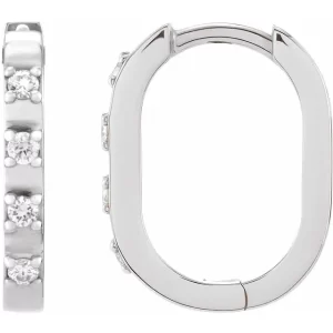 White Gold Diamond 14 mm Hoop Earrings