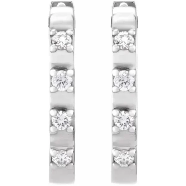 White Gold Diamond 14 mm Hoop Earrings - Image 2