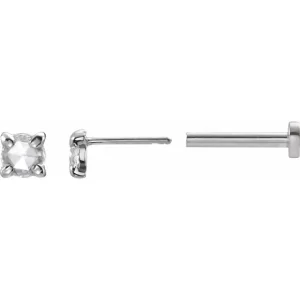 White Gold Natural Diamond Press Fit Back Stud Earring