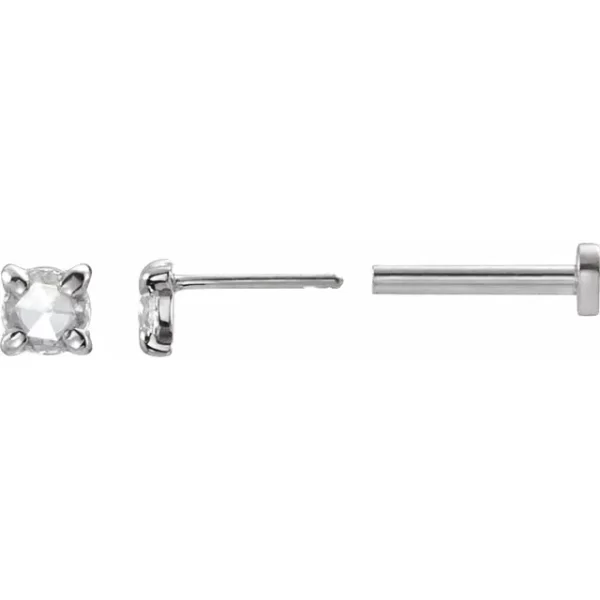 White Gold Natural Diamond Press Fit Back Stud Earring