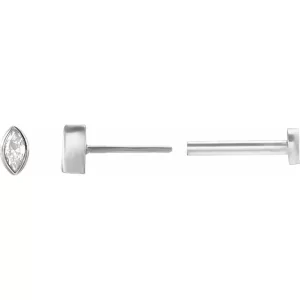 White Gold Natural Diamond Press Fit Back Stud Earring