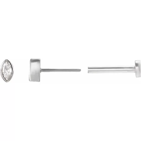 White Gold Natural Diamond Press Fit Back Stud Earring