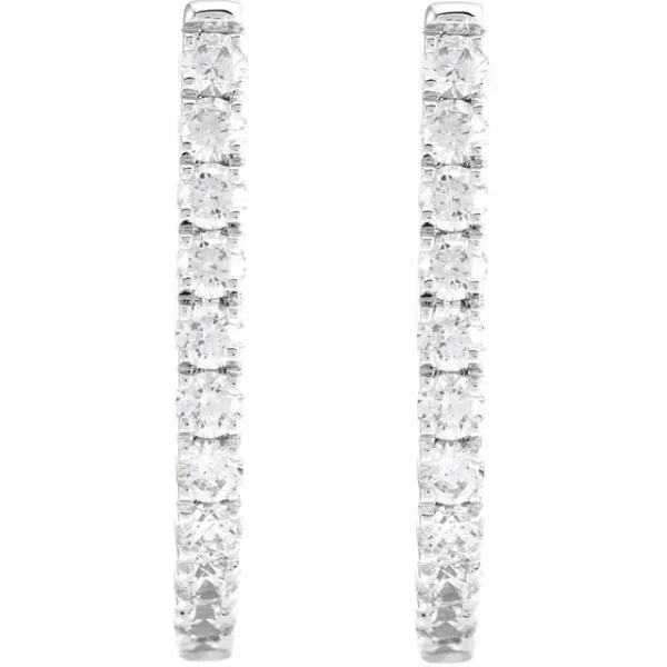 White Gold Lab-Grown Diamond 21mm Hoop Earrings - Image 2
