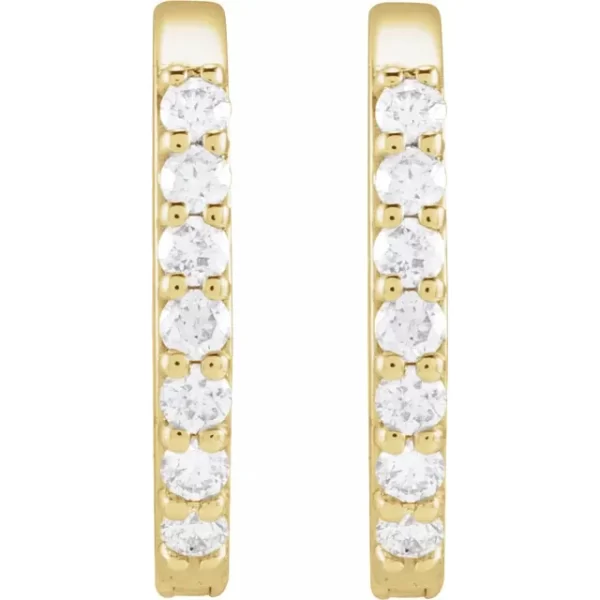 Yellow Gold Diamond 12 mm Hoop Earrings - Image 2