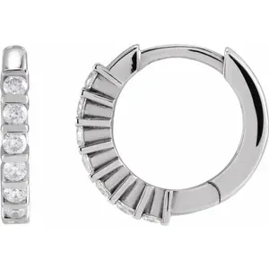 White Gold Diamond 12.7 mm Hoop Earrings