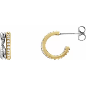 Yellow and White Gold Diamond Hoop Earrings