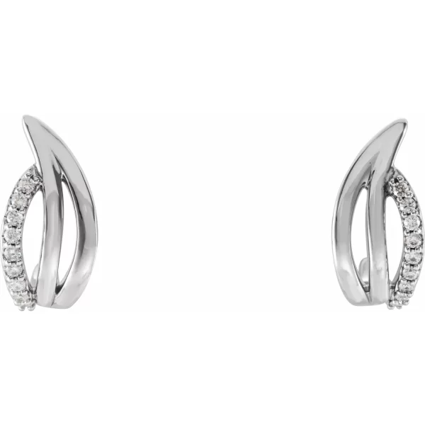White Gold Diamond Freeform J-Hoop Earrings - Image 2