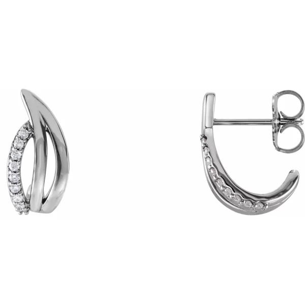 White Gold Diamond Freeform J-Hoop Earrings