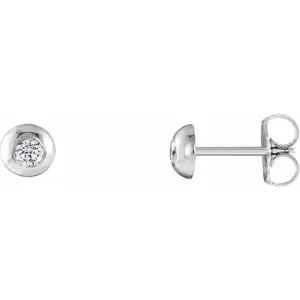 White Gold Natural Diamond Domed Stud Earring