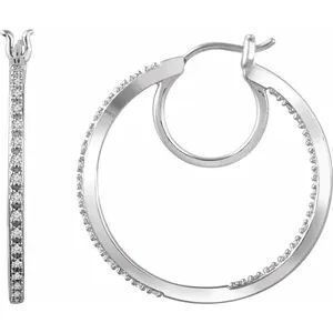 White Gold Diamond Inside-Outside Hoop Earrings
