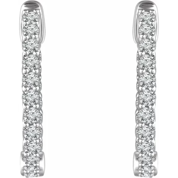 White Gold Diamond 20.1 mm Hoop Earrings - Image 2