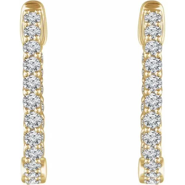 Yellow Gold Diamond 20.1 mm Hoop Earrings - Image 2